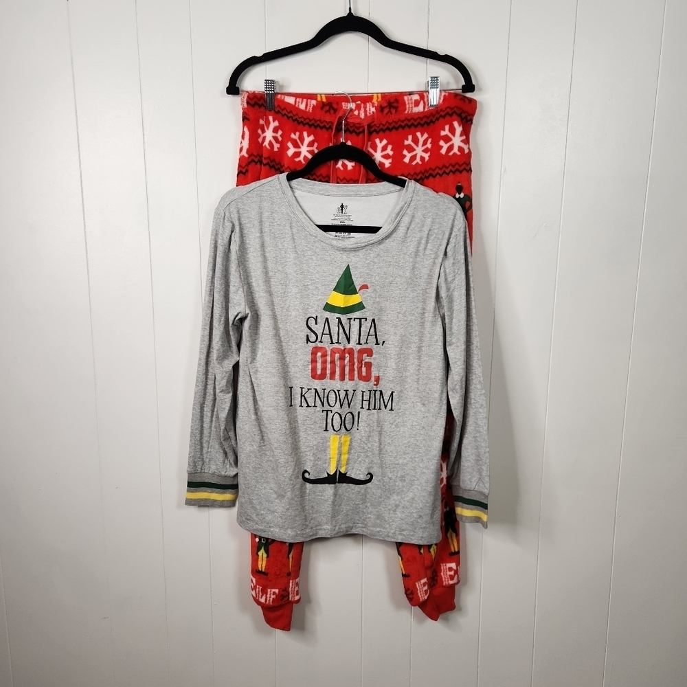 ELF Christmas Movie PJs Sleepwear Pajamas Fleece Womens Size Medium New Cozy